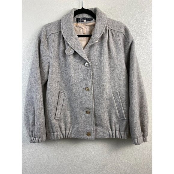 Vintage Macys Pure Wool Cream Jacket Womens 8 Zip Fall Neutral Winter Cozy - Picture 16 of 16